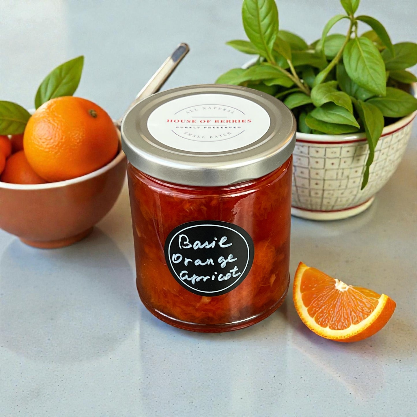 Basil Orange Apricot Preserve. Very Small Seasonal Batch.